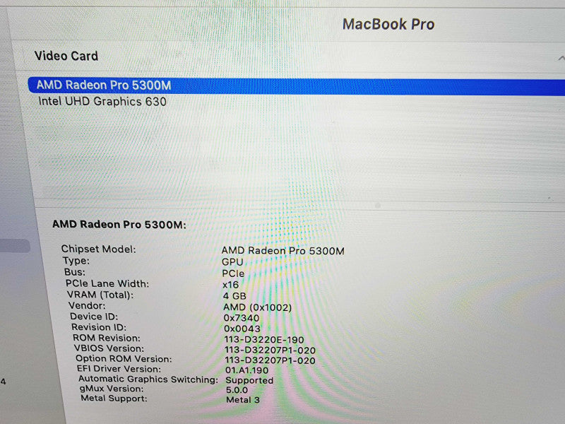 Apple Macbook Pro 2019 16\\" 6-Core i7-9750H @ 2.6GHz 16GB DDR4 512GB Radeon Pro 5300M 4GB (