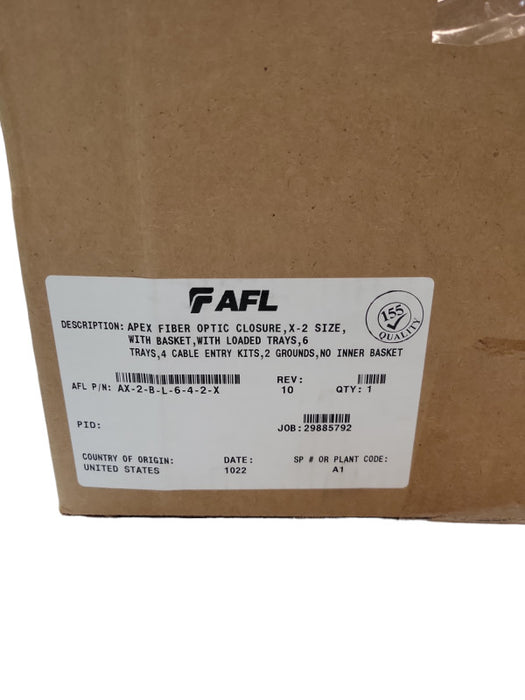 AFL Apex X-2S Sealed Splice Closure (AX-2-B-L-6-4-2-X) NEW %