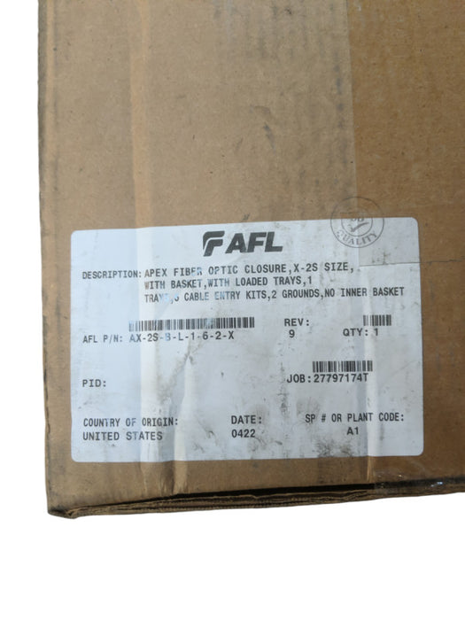 Apex X-2S Sealed Splice Closure | AX-2S-B-L-1-6-2-X  | Open Box Q