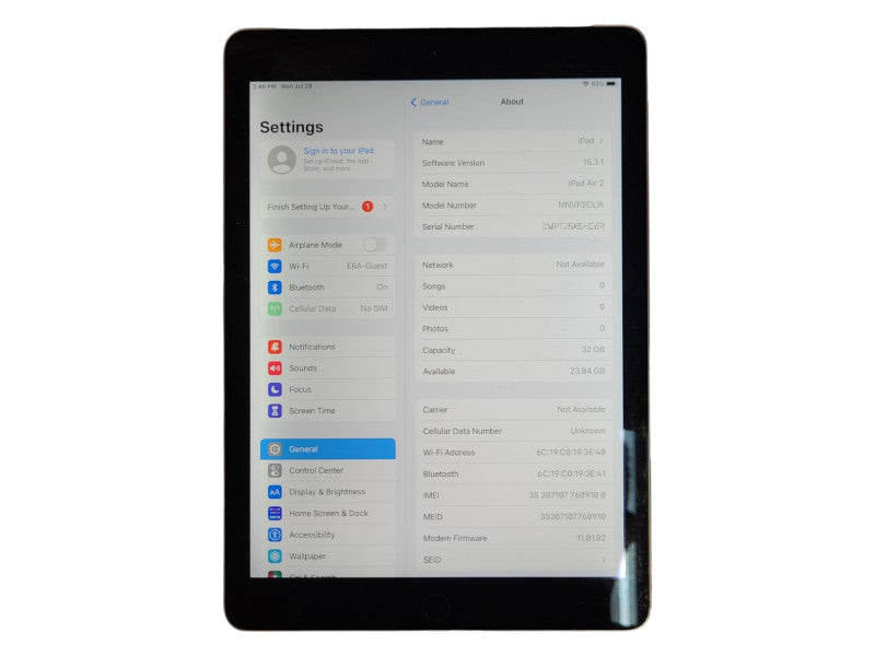 Apple iPad Air 2 32GB, WiFi + Cellular (A1567)