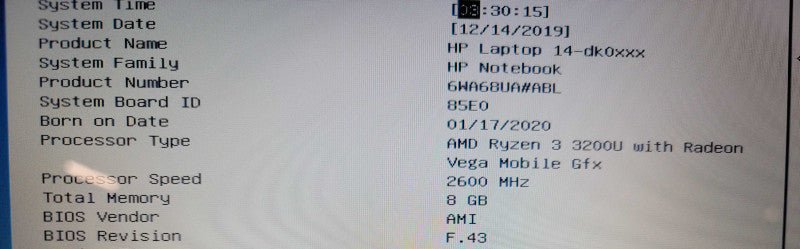 HP Laptop 14-dk0058ca| Ryzen 3 3200U| 8GB DDR4| NO SSD/ NO CADDY, READ  Î² BudLap