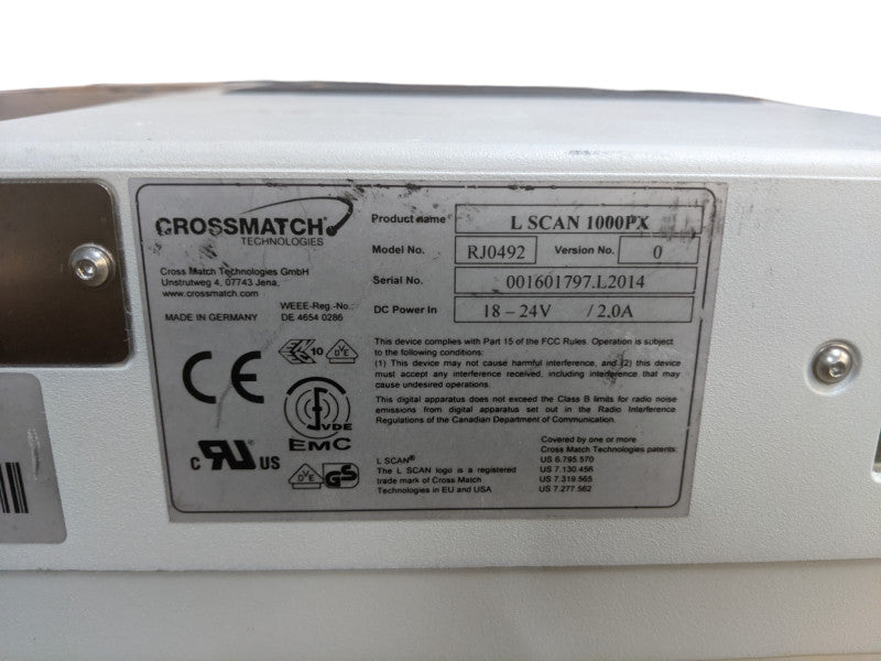 Crossmatch L Scan 1000px | RJ0492 | Fingerprint/Palm Scanner *READ*