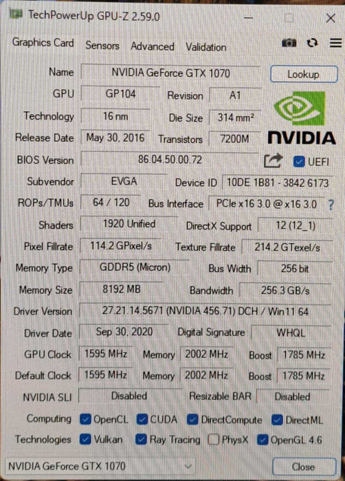 EVGA GeForce GTX 1070 ACX3.0 SC 8GB GDDR5 Graphics Card | 08G-P4-6173-KR