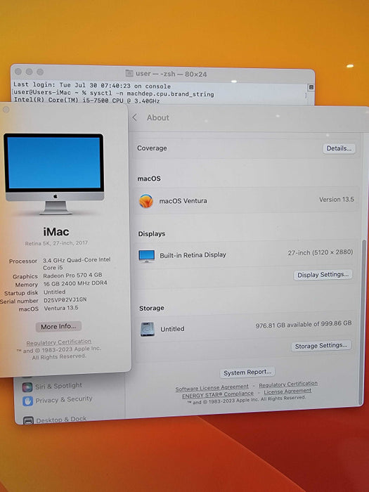 Apple iMac Retina 2017 27\\" | 4-Core i5-7500 @3.4GHz | 16GB DDR | 1TB SSD