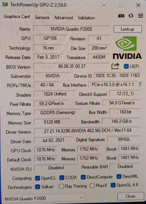 NVIDIA Quadro P2000 | 5GB GDDR5 Graphics Card | 4x DisplayPort