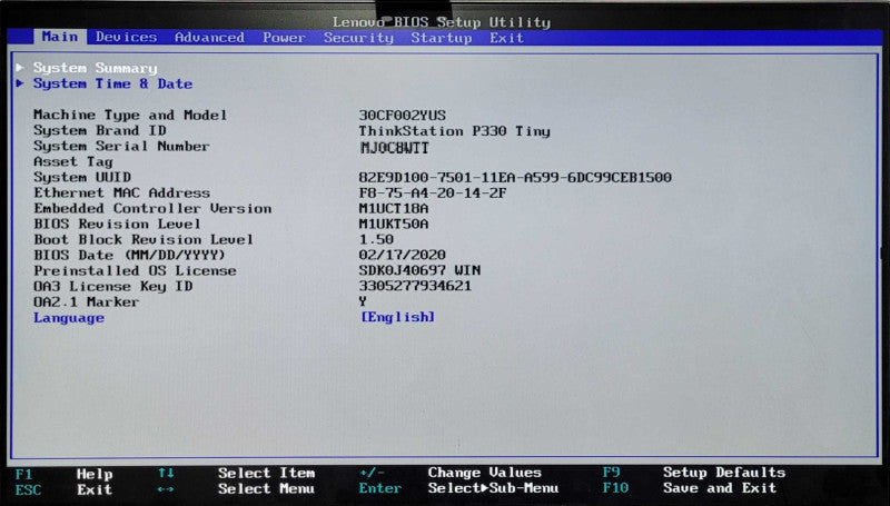 Lenovo P330 Tiny PC, i5-9400T 1.80GHz 6C, 16GB DDR4, 256GB NVMe, P620, WiFi