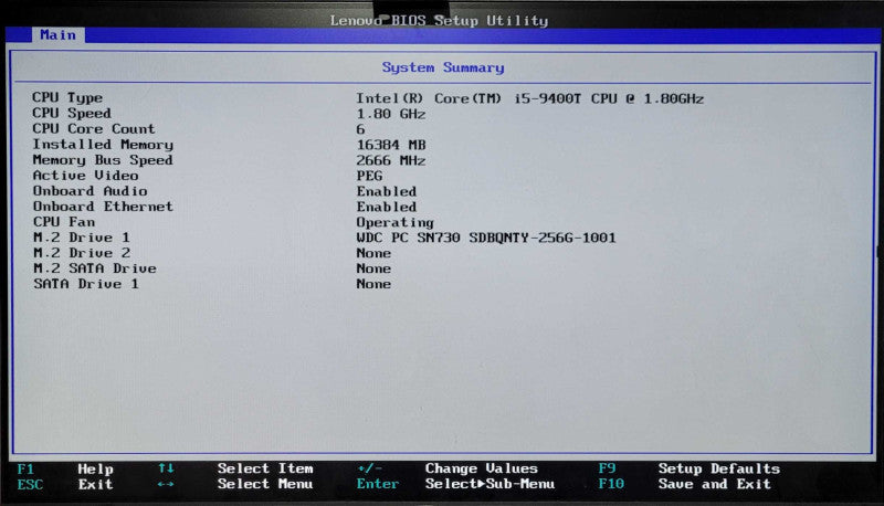 Lenovo P330 Tiny PC, i5-9400T 1.80GHz 6C, 16GB DDR4, 256GB NVMe, P620, WiFi