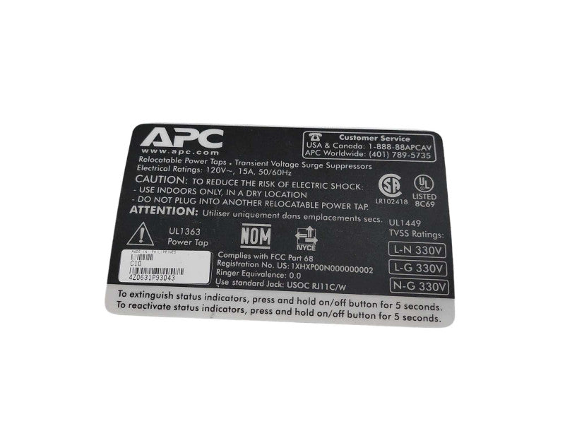 APC C10 Power Filter Power Bar Model:C10 =