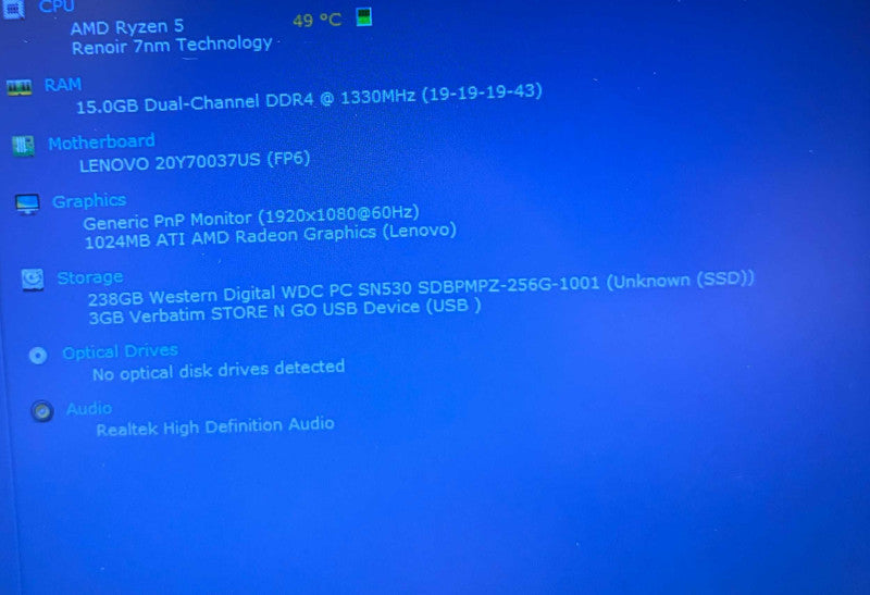 Lenovo ThinkPad E14 AMD Ryzen 5-5500U RADEON GPU 16GB RAM 256GB SSD READ  Lap200
