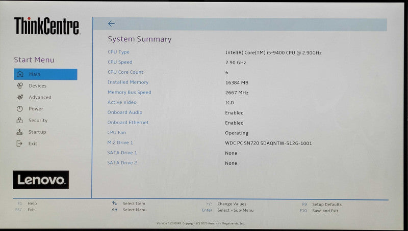 Lenovo ThinkCentre M720e, i5-9400 2.90GHz 6C, 16GB DDR4, 512GB NVMe, 1TB HDD