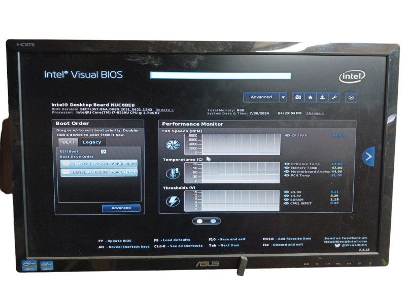 Intel NUC8i7BEH 8th Gen i7 2.7GHz 8GB RAM 256GB SSD