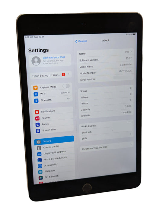 Apple iPad mini 4 128GB A1538 UNLOCKED  Q-