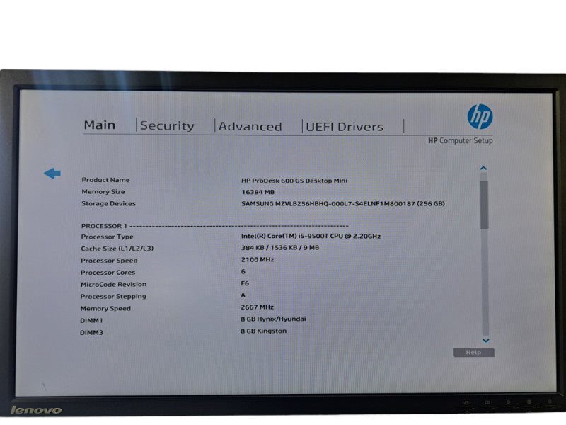 HP ProDesk 600 G5 USFF | i5-9500T 2.20GHz 6C, 16GB DDR4, 256GB NVMe, Wi-Fi