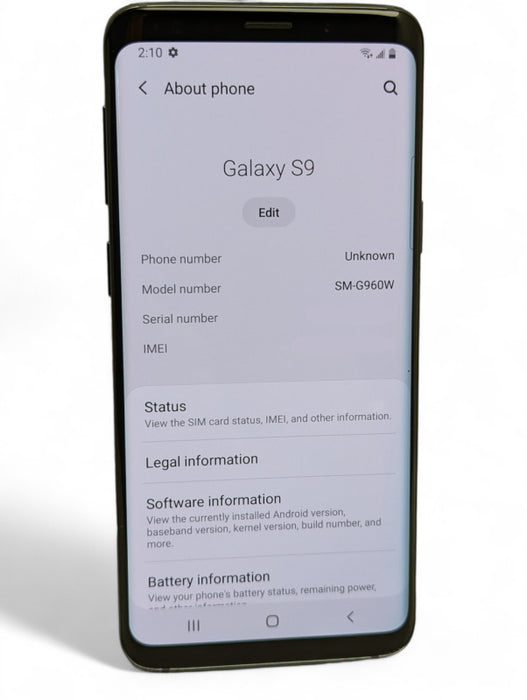 Samsung Galaxy S9 SM-G960W 64GB UNLOCKED  Q-
