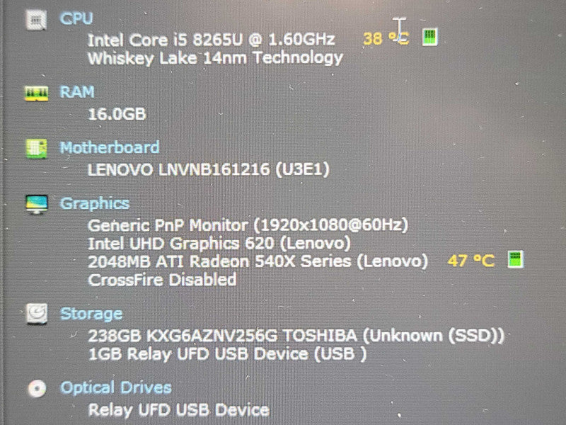 Lenovo ThinkBook 14s IWL| i5-8265U| 16GB DDR4| Radeon 540X| 256GB M.2 Î² BudLap
