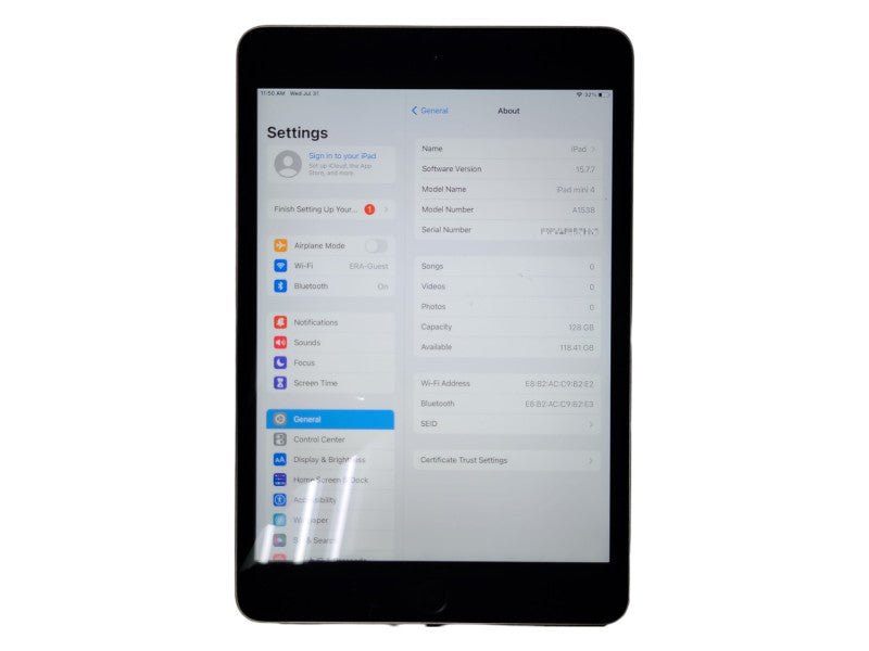 Apple iPad Mini 4 (A1538) 128GB, Wi-Fi, Space Grey