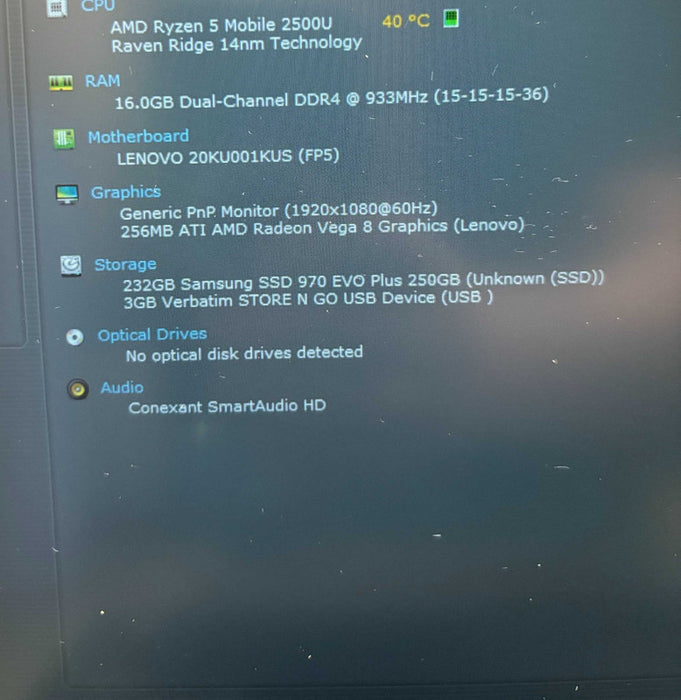Lenovo ThinkPad E485 AMD Ryzen 5-2500U@2GHz 16GB RAM 256GB SSD READ!  BudLap