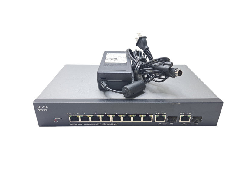 Cisco SG300-10PP | 10-Port Gigabit PoE+ Managed Ethernet Switch + PWR Adapter