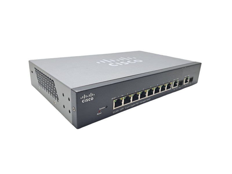 Cisco SG300-10PP | 10-Port Gigabit PoE+ Managed Ethernet Switch + PWR Adapter
