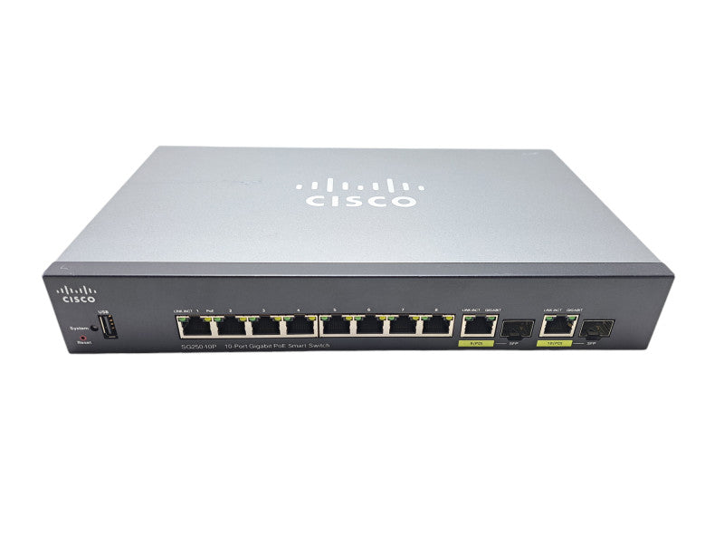 Cisco SG250-10P-K9 | 10-Port Gigabit PoE Smart Switch 2x SFP