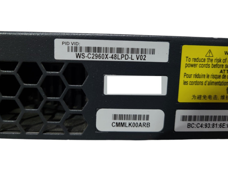 Cisco WS-C2960X-48LPD-L, 48-Port Gigabit PoE+ Switch, 2x 10G SFP+ w/ Stack Q