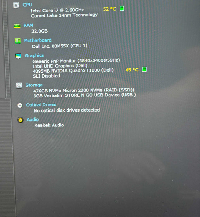 Dell Precision 5550 i7-10850H 4K TOUCH QUADRO T1000 4GB GPU 32GB 512SSD READ! Q Lap200