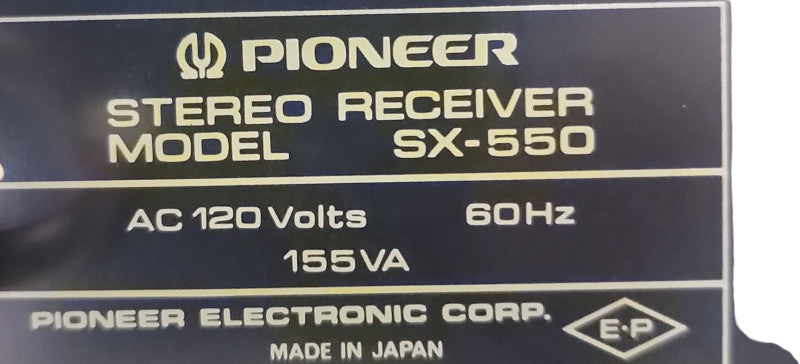 Vintage 1970's Pioneer SX-550 Stereo Receiver AM/FM Stereo Tuner Phono