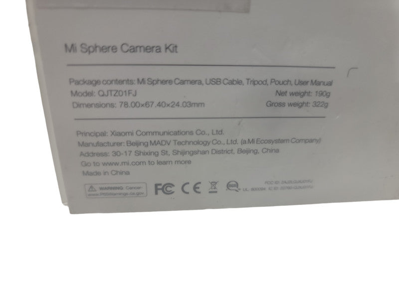 Xiaomi Mi Sphere 360 Black Camera Kit Model Qjtz01fj High Quality Video/Photo