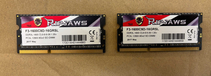 G.SKILL RIPJAWS DDR3L PC3L-12800 16GB Laptop RAM (2x 8GB SO-DIMM))