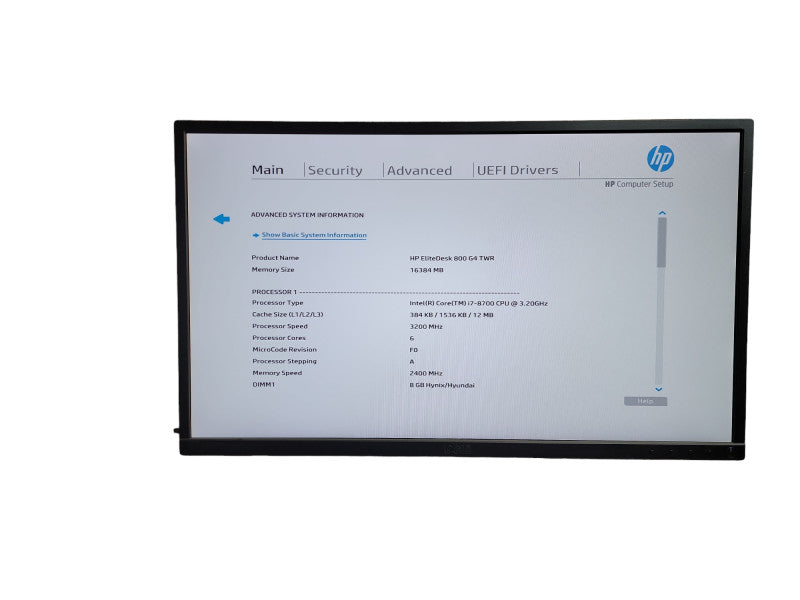 HP EliteDesk 800 G4 TWR  Intel i7 - 8700 CPU @ 3.20GHz 16GB DDR4 Ram θ