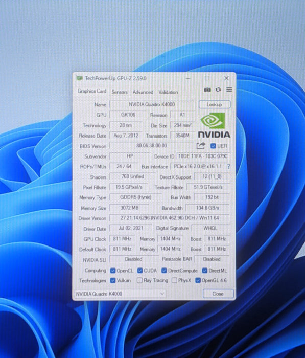 NVIDIA QUADRO K4000 3GB