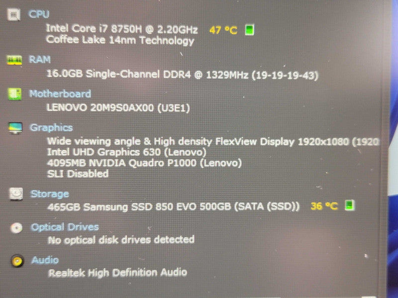 Lenovo ThinkPad P52| i7-8750H| 16GB DDR4| Quadro P1000| 500GB SATA SSD  β Lap200