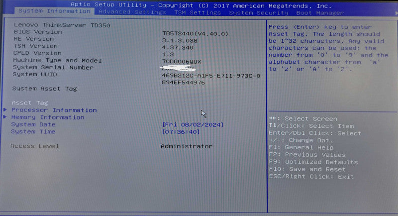 Lenovo TD350 Tower Sever | Xeon E5-2620 v4 @ 2.10GHz 8C, 16GB DDR4, 110i RAID