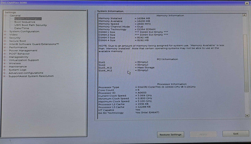 Dell OptiPlex 5080 SFF| i5-10500 @ 3.10GHz 6C, 16GB DDR4, 512GB NVMe, 3TB HDD