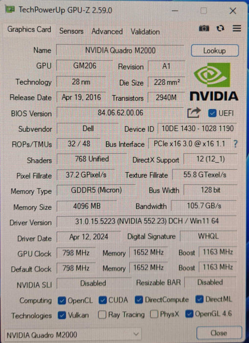 NVIDIA Quadro M2000 | 4GB GDDR5 PCIe Graphics Card | 4x Display Port