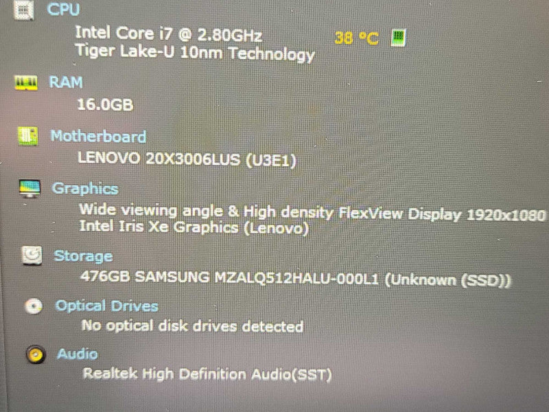 Lenovo ThinkPad L15| i7-1165G7| 16GB DDR4| 512GB NVMe β Lap200