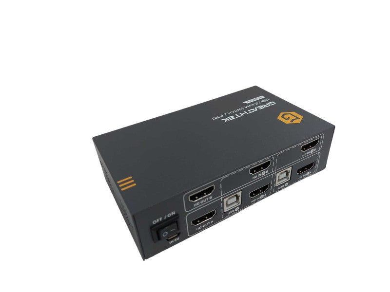 GREATHTEK KVM Switch HDMI Dual Monitor Extended Display 2 Port USB 2.0 Hub =