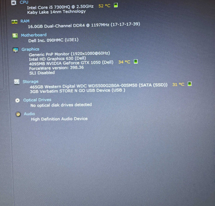 Dell Inspiron 15 5577 i7-7300HQ@2.5Gh GeForce GTX1050 4GB GPU 16GB RAM 500SSD  Lap200