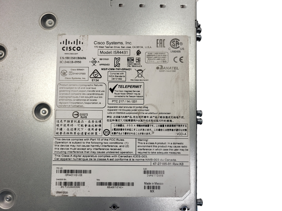 Cisco ISR4431/K9 4400 Series Integrated Services Router Q$
