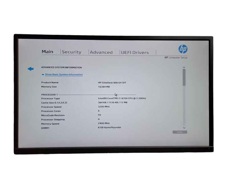 HP EliteDesk 800 G4 SFF i7 - 8700  CPU @ 3.20GHz 16GB DDR4 Ram Qθ