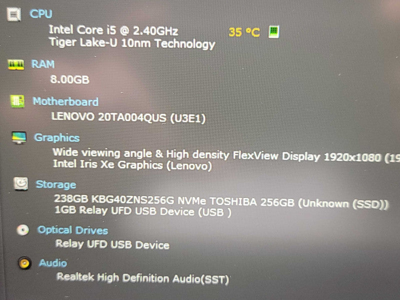Lenovo ThinkPad E14 Gen 2 | i5-1135G7| 8GB DDR4| 256GB SSD  β Lap200