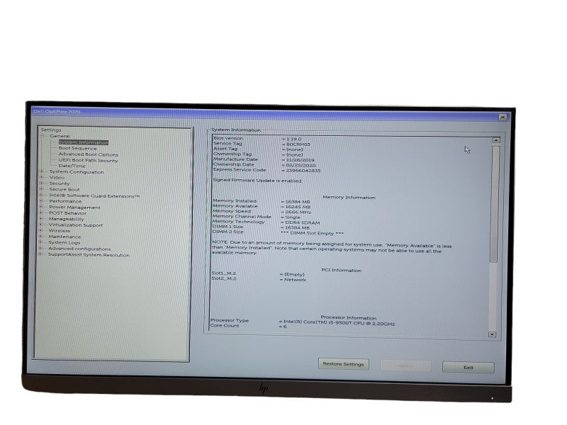 Dell Optiplex 7070 Micro i5 - 9500T CPU @ 2.20GHz 16GB DDR4 Ram Qθ