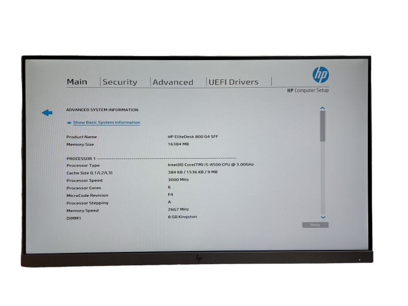 HP EliteDesk 800 G4 SFF Intel i5 - 8500 CPU @ 3.00GHz 16GB DDR4 Ram Qθ