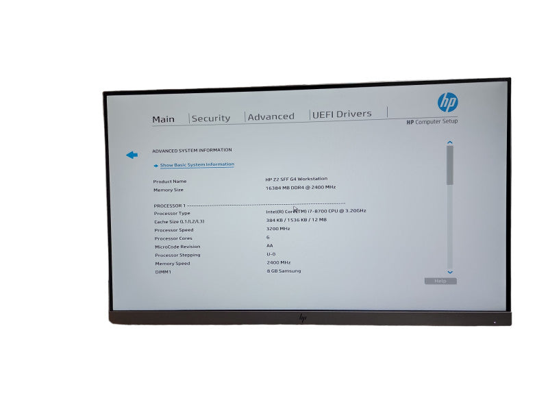 HP Z2 SFF G4 Workstation  i7 - 8700 CPU @ 3.20GHz 16GB DDR4 Ram Qθ