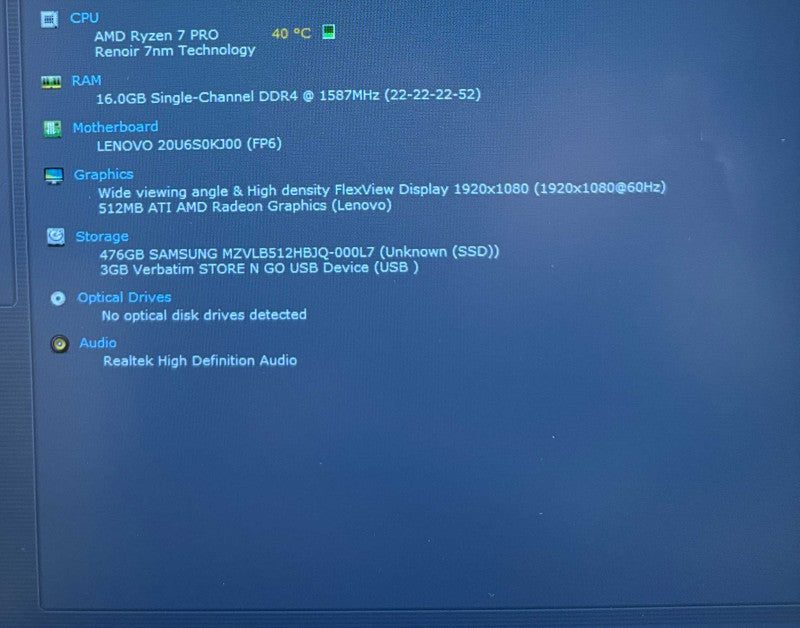 Lenovo ThinkPad L14 AMD Ryzen 7 PRO 4750U 16GB RAM 512GB SSD  Lap200