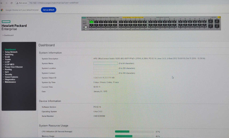 HP OfficeConnect 1920S 48G 4SFP PPoE+ Managed Gigabit Ethernet Switch JL386A _