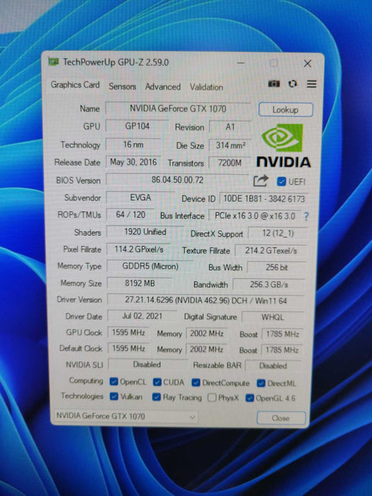 EVGA GeForce GTX 1070 ACX3.0 SC 8GB GDDR5 Graphics Card | 08G-P4-6173-KR !