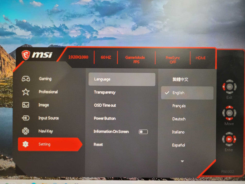 MSI Optix G241V E2 23.8" DP HDMI Full HD 1920 X 1080 Gaming Monitor, No Stand
