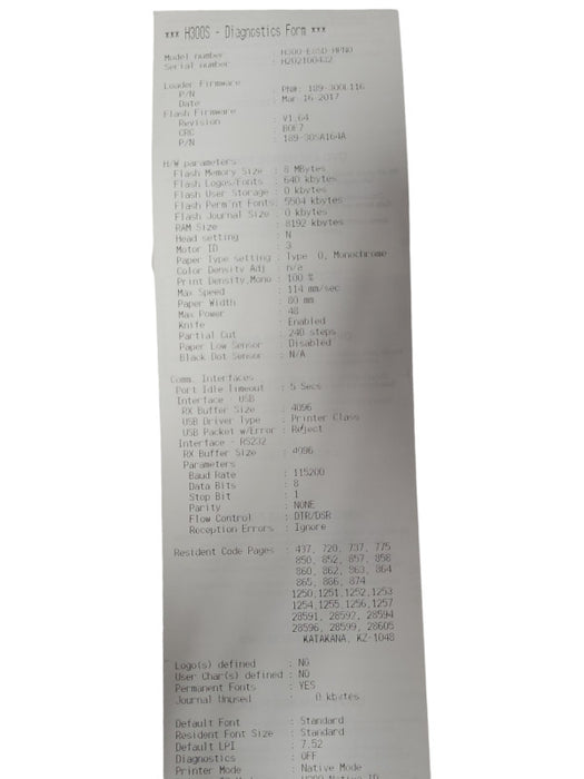 HP H300-E8SD-HPN0 Thermal Receipt Printer w/ Cutter Q_