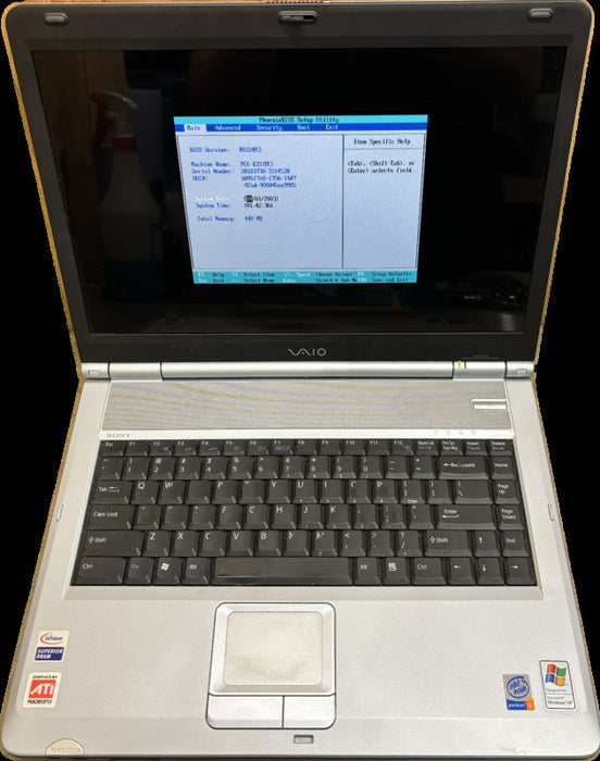 SONY VAYO PCG-9S1L Intel Pentium 4 3.06GHz 500MB RAM No HDD READ!